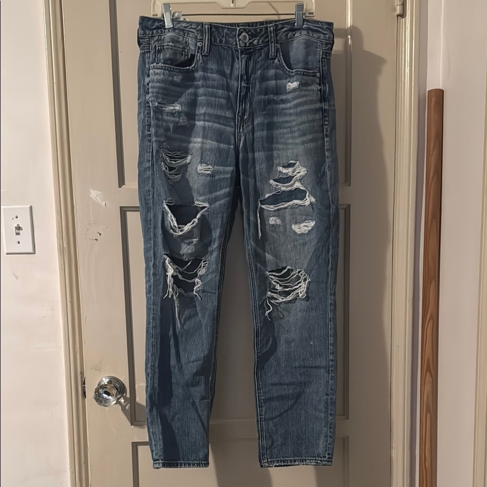 American Eagle Outfitters Relaxed Ripped Blue Jeans - Picture 1 of 4